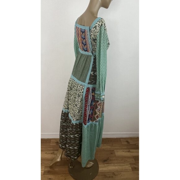 Glen of Michigan Polished Cotton Patchwork Print Dress Boho Hippie - Picture 9 of 14